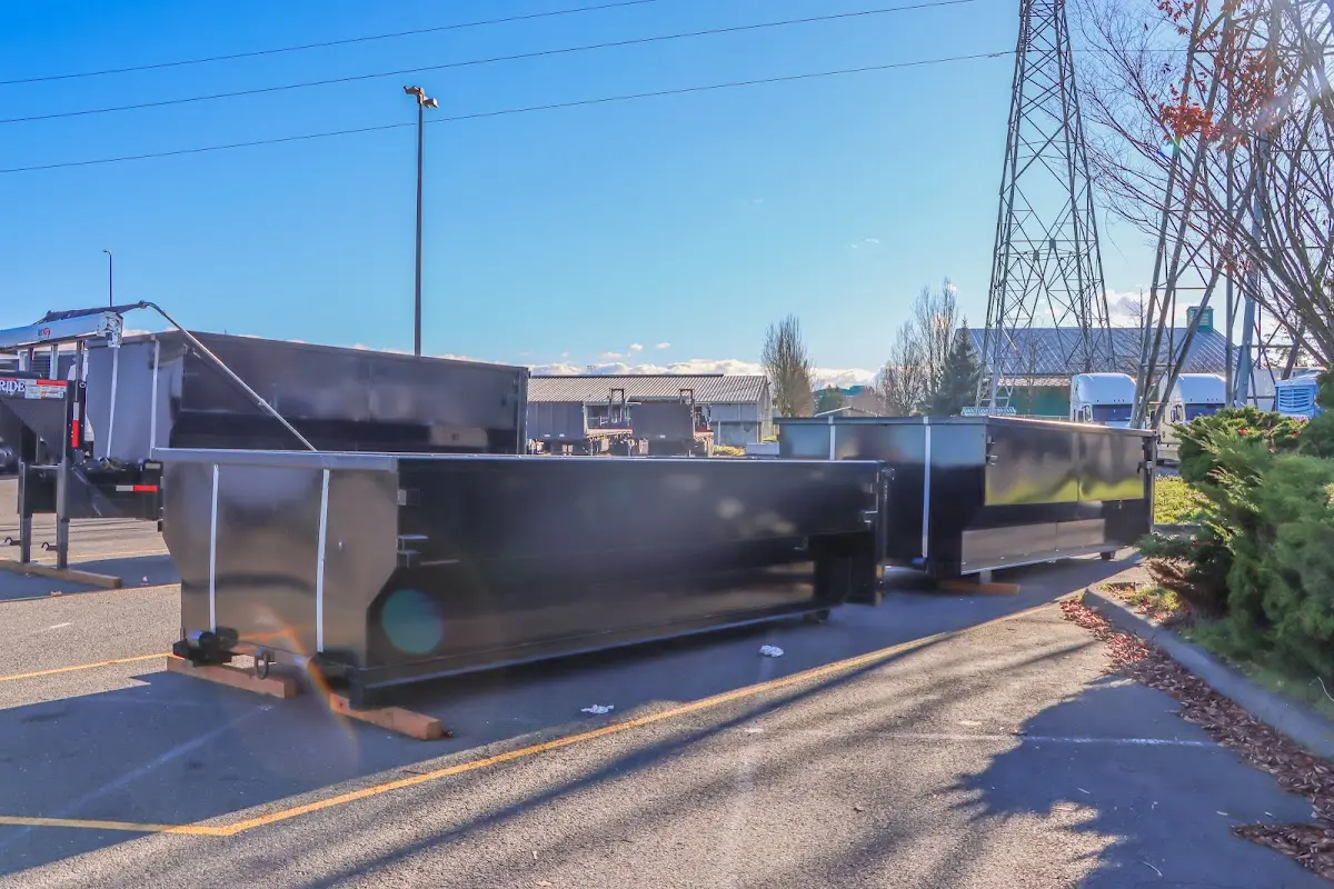 Roll-off dumpster ready for waste disposal at job site for 8 Yard Dumpster Rental in Grosse Pointe Farms